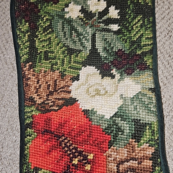 Vintage Needlepoint Christmas Stockings With Velvet Back - Picture 3 of 6